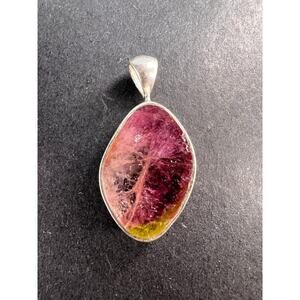 NEW Watermelon pink tourmaline sterling silver pendant 2.51 grams